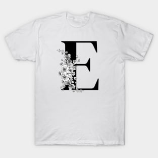 E alphabet Botanical cherry blossom sakura flowers T-Shirt